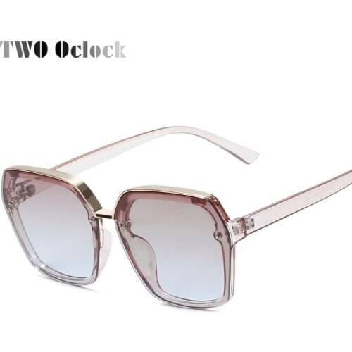 TWO Oclock Big Hexagon Sunglasses Women 2020Brand Design Oversize Shade For Women Flat Top Retro Sunglases UV400 Eyewear W9116