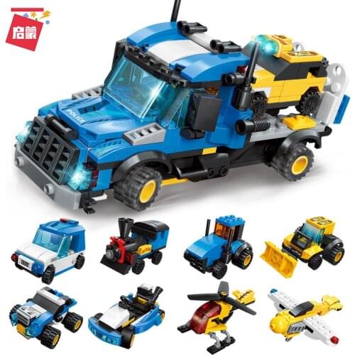 329PCS Enlightenment 1809 City Wrecker 8-in-1 Deformation Assembly Model Boy Assembled Building Blocks Assembled Toy Gift