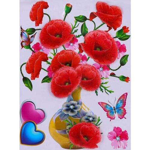 Creative Flower Vase 3D Wall Stickers Decorations DIY Art Floral Wall Poster Sticker Living Room Bedroom Fridge Home Decor Decal