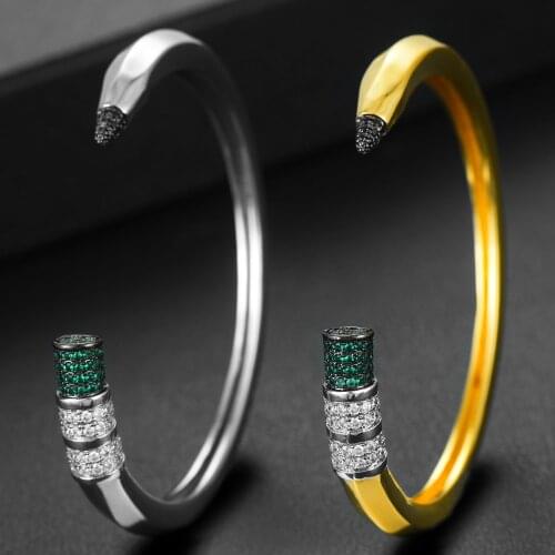 GODKI Trendy Pencil Designs Bangle Cuff For Women Wedding Full Cubic Zircon Crystal CZ Dubai Silver Color Party Bracelet 2020