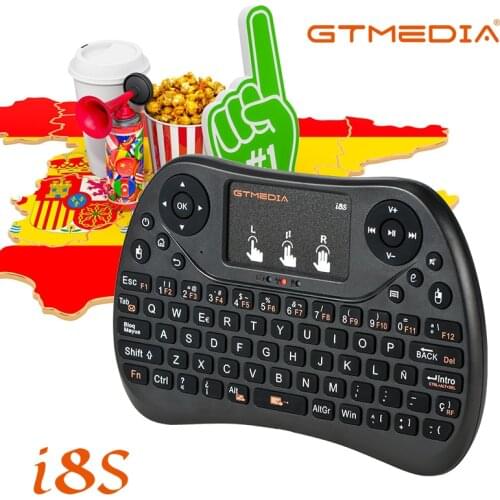GTMEDIA i8S, teclado inalámbrico retroiluminado de 2,4G, Air Mouse, Touchpad en inglés, español, portugués, portátil para TV BOX