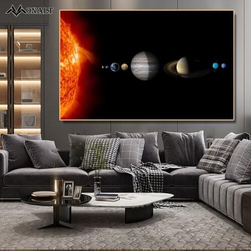 Canvas Painting Wall Art HD nine planets of sun and earth Posters Creativity Living Room Hoom Decor Landscape pictur