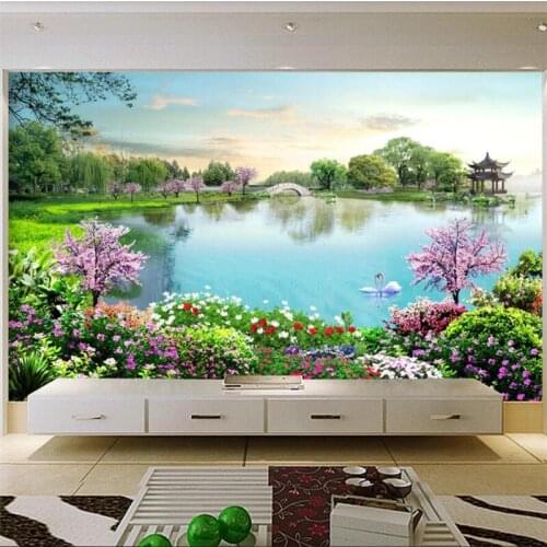 Customized wallpaper 3d mural years Jingjing beautiful lake tourism scenic area mural living room bedroom background wall paper