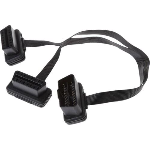 JX-LCLYL 16 Pin OBD2 Male To Dual Female Splitter Y Connector Flat Extension Cable