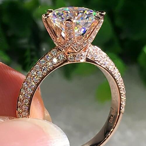 10K Au417 Rose Gold Ring Women Wedding Party Engagement Ring 1 2 3 4 5 Carat Round Luxury Moissanite Diamond Ring Trendy