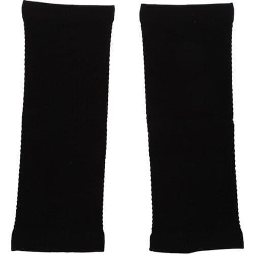 Pair Zigzag Pattern Stretchy Upper Arm Fat Burner Shaper Black for Lady