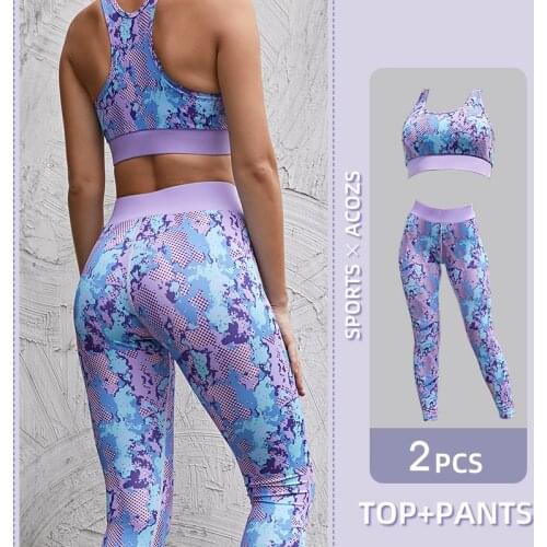 Two Piece Yoga Set Women Camouflage Workout Set Sports Wear Women Gym Fitness Clothing Yoga Print Leggings Sport Bra Tracksuit