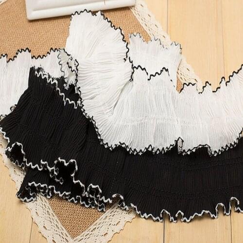 Quality no play 8 cm black fungus Ruffle of lace Pleated skirt waist and sleeve edge DIY clothing material Hot sale