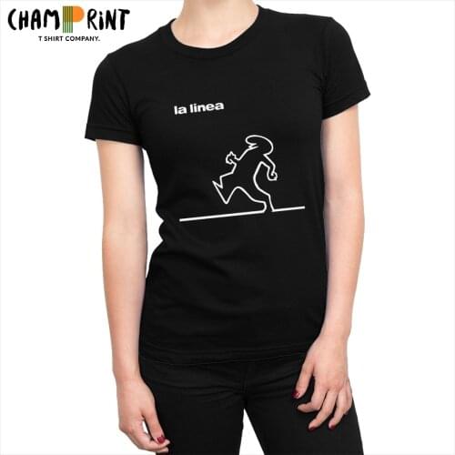 La Linea Walking Tshirt Women Tumblr T-shirt Short Sleeve O Neck Tees Top Cotton Summer Clothes Female Plus Size