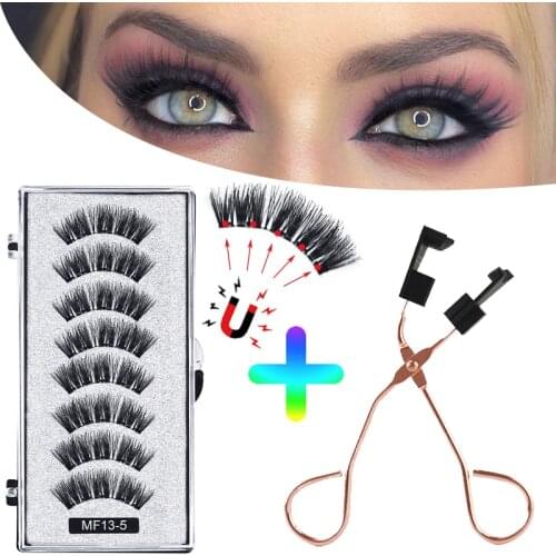 Magnetic Eyelashes 3D Natural False Eyelashes 3D Mink Lashes Fake Eyelash Extension with 5 Magnets Eyelash Tweezers Maquillaje