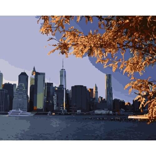 MaHuaf-i257 DIY Painting By Numbers Manhattan City scenery Coloring Oil Painting On Canvas Drawing Home Artwork Wall Art Picture
