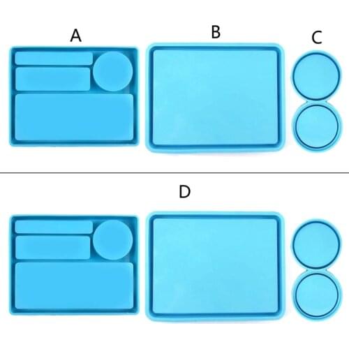 Makeup Storage Tray Epoxy Resin Mold Serving Board Plate Coaster Silicone Mould DIY Crafts Decorations Casting Tool