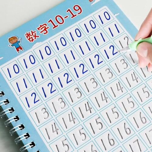 Reusable Children 3D Copybook For Calligraphy Number English Handwriting Books Learning Math Writing Practice Book For Kids Toys