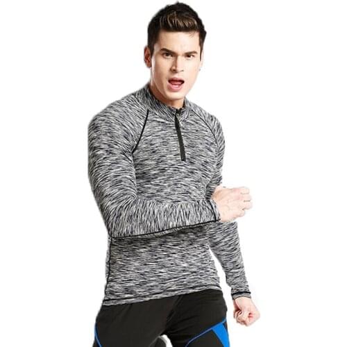 Men Quick Dry Running T-shirt Fit Compression Sport Long Sleeve Shirt Football Jersey Sportswear Training Shirts Tees Gym Top T