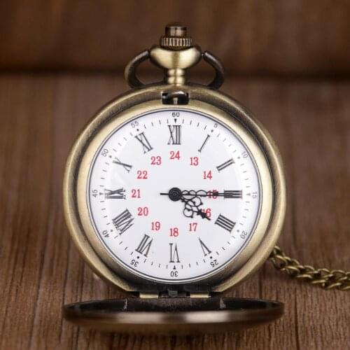 MENS DAD NECKLACE POCKET WATCH ANTIUQE VINTAGE BRONZE DESIGN QUARTZ WATCHES NECKLACE FOB CHAIN GIFT FOR SON