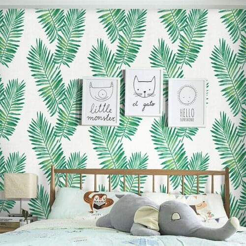 Nordic Tropical Palm Leaf Pattern Contact Paper Wallpaper Living Room Bedroom Self-Adhesive Waterproof Home Decortion Wallstrick
