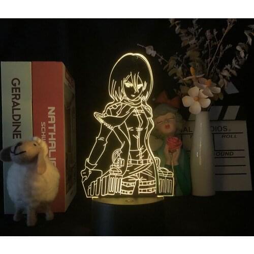 Attack on Titan Mikasa Ackerman Japanese Anime Manga 3D Night Light Color for Bedroom Decor Nightlight Birthday Gift Led Night
