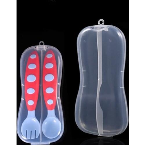 Portable Kids Training Utensils Transparent Gift Travel Case Plastic Tableware Box Storage Spoon Fork Case