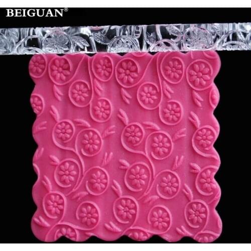 Textured Embossing acrylic Rolling Pin Transparent Embossing flower Fondant roller Sugar Craft DIY Cake cookie Decor baking Gift