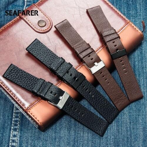 Genuine leather strap watchband 22 24 26 28 30mm Litchi grain for diesel DZ4386 1657 1399 1206 4323 7415 Watch band