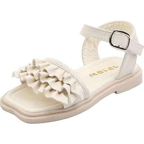 2021 New Girls Sandals Open Toe Sandals Kids Baby Shoes Fashion Ruffled Breathable Beach Shoes Princess Sweet for Wedding Hot