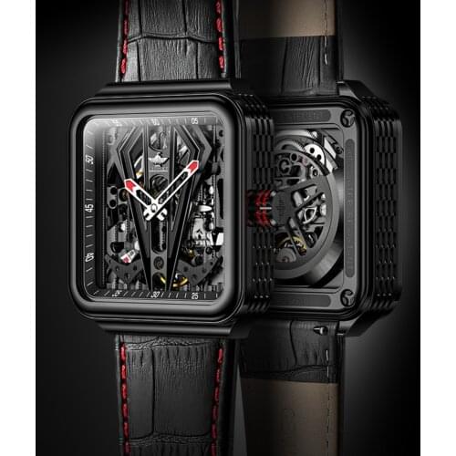 Switzerland OUPINKE Automatic Mechanical Men Watch Brand Luxury Hollow Square Mens Business Watches Waterproof Male Wristwatch