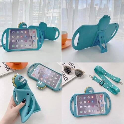Silicone Children Tablet Cover For Lenovo Xiaoxin Pad TB-J606F/L/N Dinosaur Shell Funad +Shoulder Strap For Tab P11 J606F Case