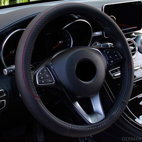 Sport Car Steering Wheel Covers Anti-Slip Leather Auto Steering-wheel Cover Car-styling Steering wheel protective cover