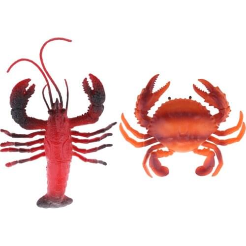 2pcs Artificial Ocean Animal Statue Red Lobster & Crab Figurines Creative Decor Gifts for Lawn, Yard, Patio, Grassland
