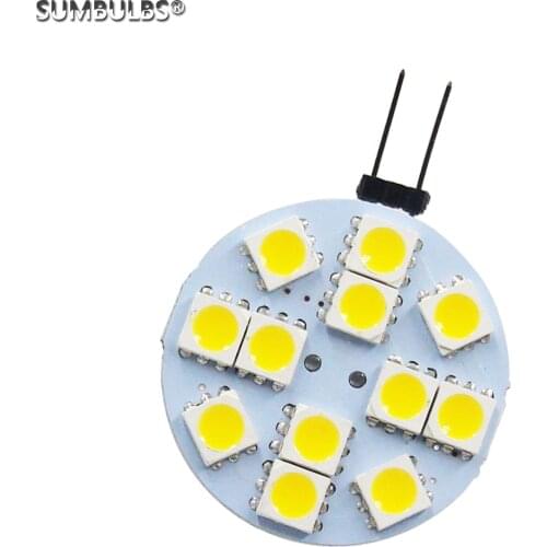 SUMBULBS On DC 12V LED BULB 2.4W G4 12 LEDS 5050 SMD LED Chips 180 Beam angle Degrees Input Warm Cold White Lamp