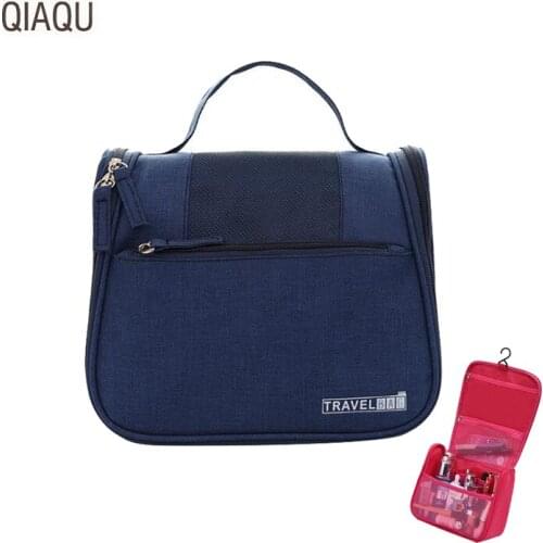 QIAQU Solid color Man Women Handbag Waterproof Makeup Bag Beauty bag For Travel Necessaries wash bag Organizer Case Cosmetic Bag