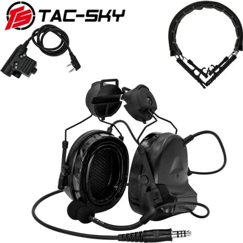 TAC-SKY COMTAC II noise reduction pickup tactical helmet mount earphone and U94 PTT, as well as a new replaceable headband BK