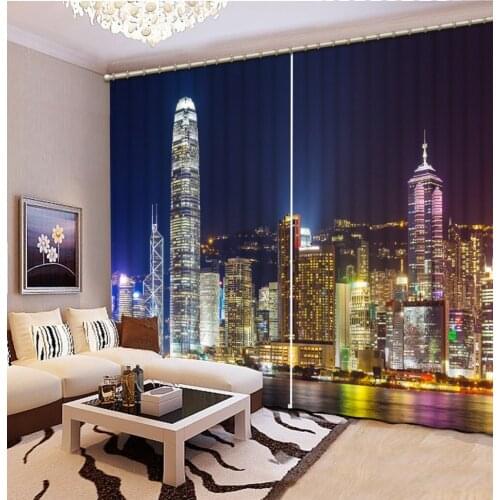 Top Classic 3D European Style night view curtains 3d printing home bedroom decoration