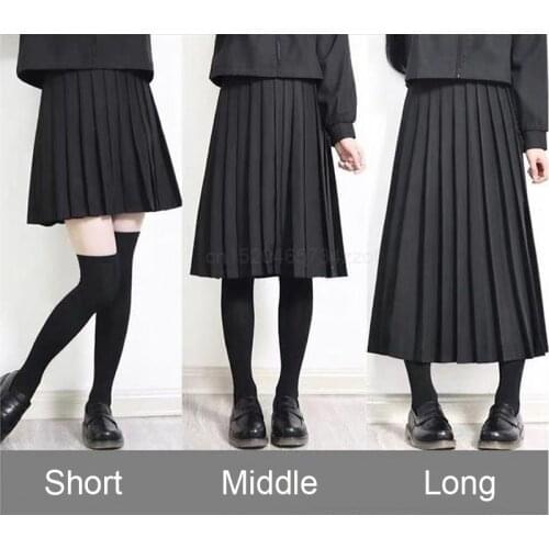 Japanese Student Uniform Middle/Collage School Girls Ladies Cosplay Costume Elastic Waist Women Dress Short/Middle/Long Skirt