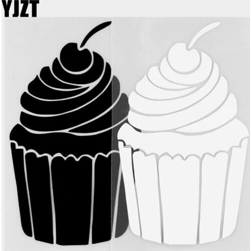 YJZT 8×13.6CM Cupcake Beautiful Vinyl Decals Exquisite Car Sticker Art Decoration Black / Silver 20B-0276
