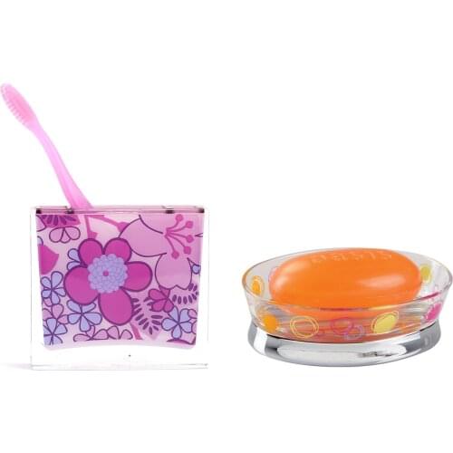 ZBOSP-C76 SIA 2 Pcs Bath Set, Pink Flower Acrylic Model