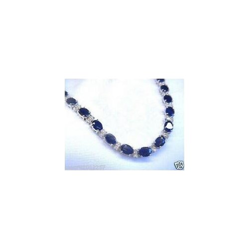 Wholesale Luxury Womens blue Tourmaline beautiful stone beads gem 17-19cm bracelet Silver bracelets Bangle crystal