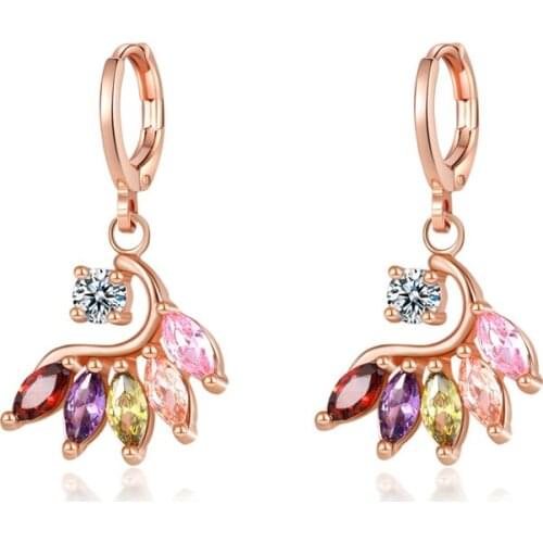 ZSLBS Fashion Water Drop Earrings Women Colorful Cubic Zirconia Drop Earring Romantic Jewelry Pendientes Boucle Oreille Femme