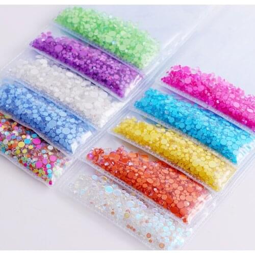 1440PCS Mermaid Candy Colors Nail Art Pearl Rhinestones 3D Round Flatback Crystal Beads Nail Art Decoration DIY Manicure Design
