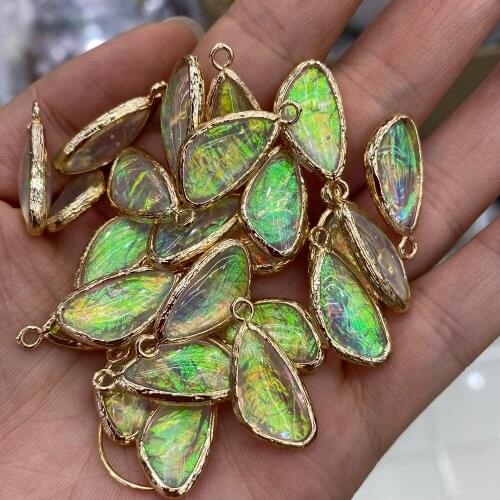 2Pcs Reiki Heal Resin Pendants Round Gold plated Resin Crystal Charms for Women Jewelry Making Necklace Earrings Crafts