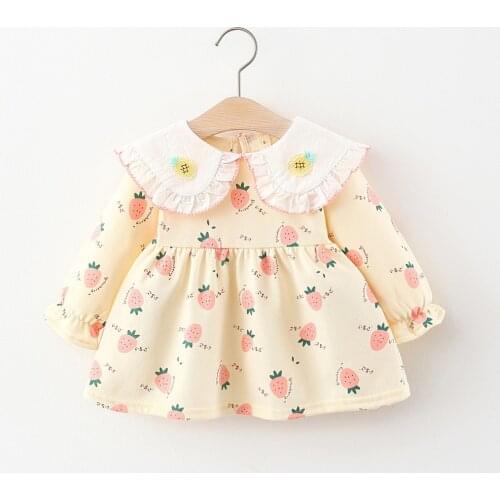 2021 Autumn Casual Baby Girls Dress Print Long Sleeve Dresses for Girls Baby Clothing Princess Toddler Dress Infant Clothes