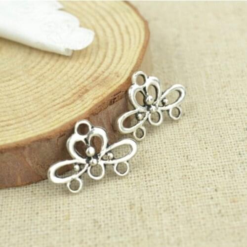 30 pcs 20*13 mm Antique Tibetan Silver Charms Bracelet Necklace Pendant New Fashion Alloy charm Flower connector 2329
