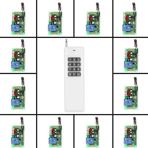 3000m High Power AC 220V 110V 1 CH 1CH RF Wireless Remote Control Light Switch System,12CH Transmitter+Receiver,Toggle/Momentary