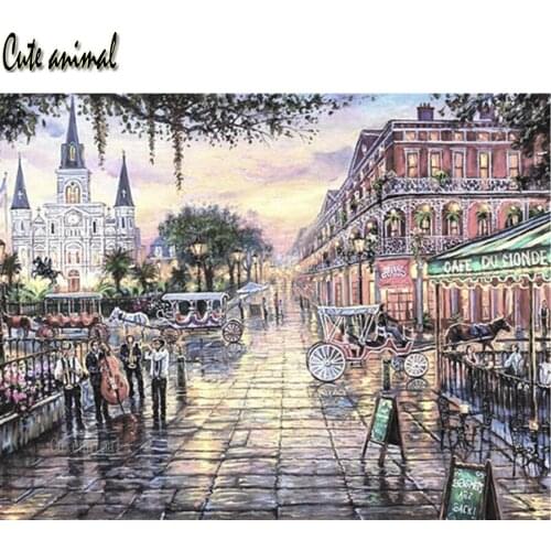 European city street view Diamonds Embroidery DIY Diamond painting 5D Full square round Drill rhinestone mosaic Wall Decoration