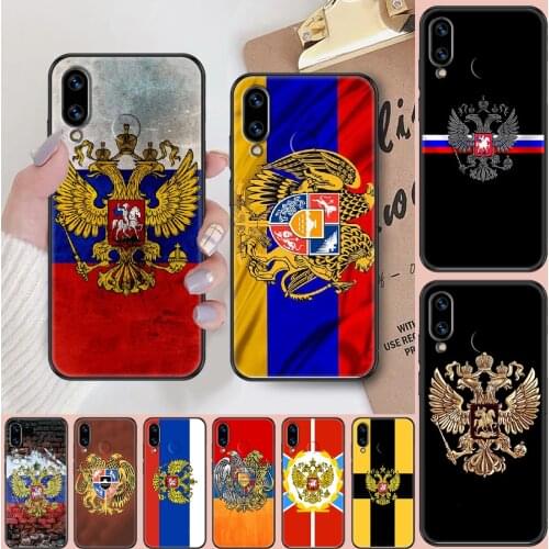 Russia Russian Flags Emblem Phone case For Huawei Honor 6 7 8 9 10 10i 20 A C X Lite Pro Play black fashion shell 3D bumper
