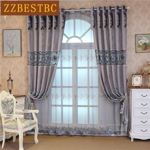 European luxury classic villa curtains with short Valance for living room Kitchen hotel high quality Voile Curtain for bedroom