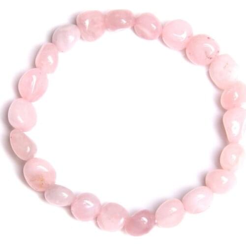 FYJS Unique Female Anniversary Gift Handmade Weave Irregular Shape Natural Rose Pink Quartz Stretchy Bracelet