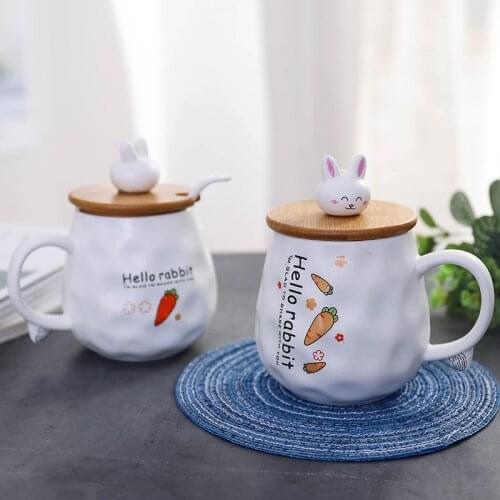 And Mug Drinking Cup New Ceramic Cute Rabbit Mug Office Household Coffee Milk Tea Cup Student Couple Gift 400ML Cup