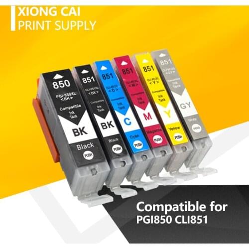 6 color PGI 850 CLI 851 compatible ink cartridge for canon PIXMA MG5480 MG5580 MG5680 MG6380 MG6400 MG6680 Printer