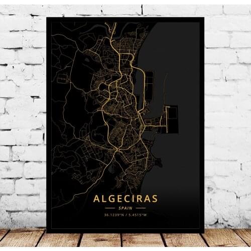 Madrid Barcelona Granada A Coruna Albacete Algeciras Alicante Almeria Aviles Badajoz Bilbao Cadiz Catral Elche Spain Poster